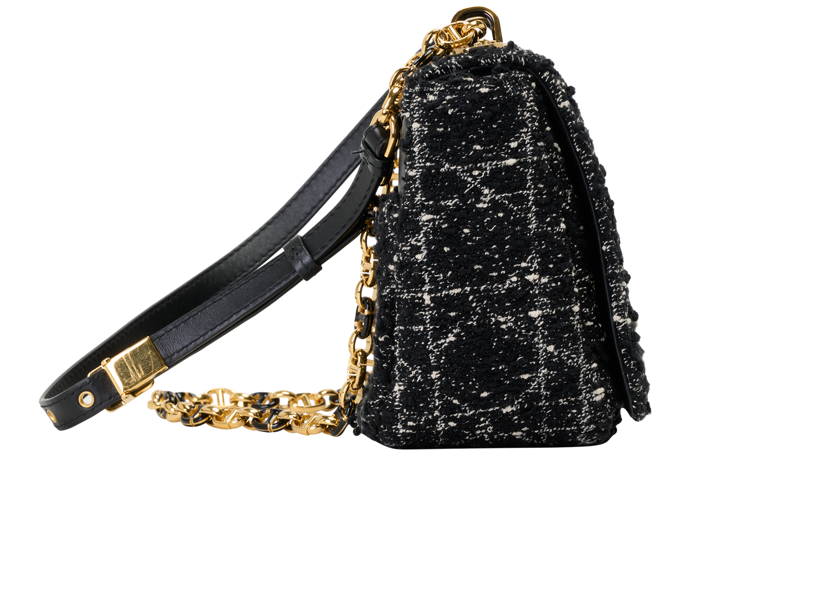 Medium DiorCaro, &pound;2,600, Handbags, Black, Fabric/Leather, Side view